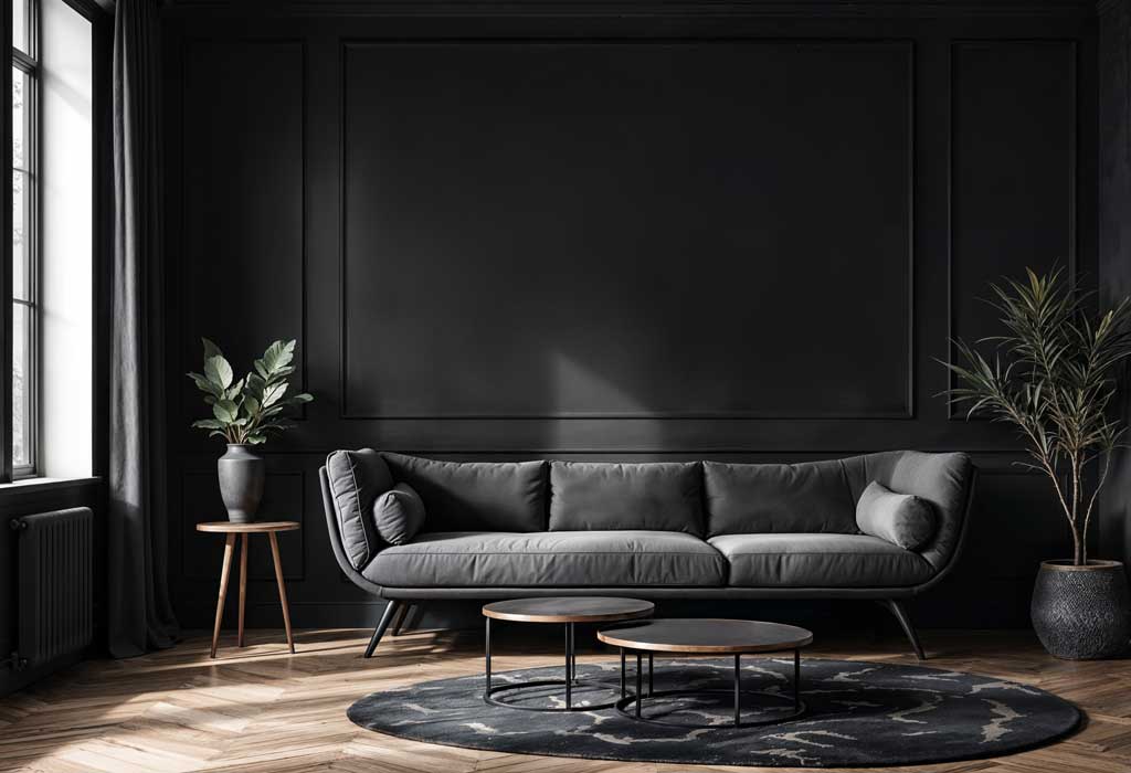 black wallpaper glamorous interior